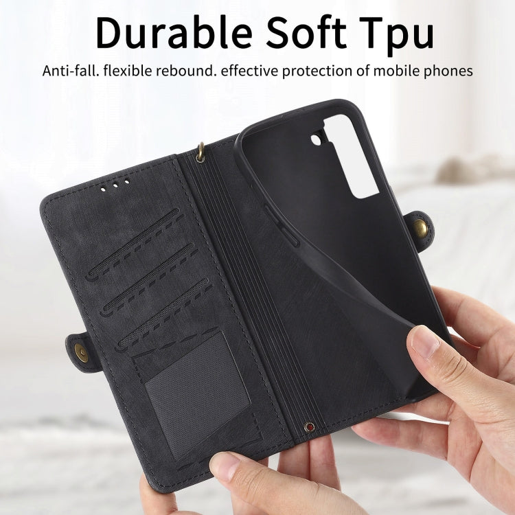 For Samsung Galaxy Note20 Geometric Zipper Wallet Side Buckle Leather Phone Case(Black) - free shipping - PMC TechLife - Order now!