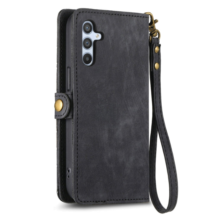 For Samsung Galaxy A50 Geometric Zipper Wallet Side Buckle Leather Phone Case(Black) - free shipping - PMC TechLife - Order now!