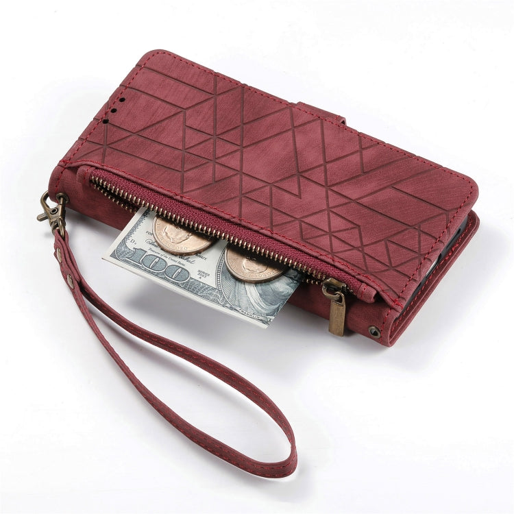 For Samsung Galaxy A71 Geometric Zipper Wallet Side Buckle Leather Phone Case(Red) - free shipping - PMC TechLife - Order now!