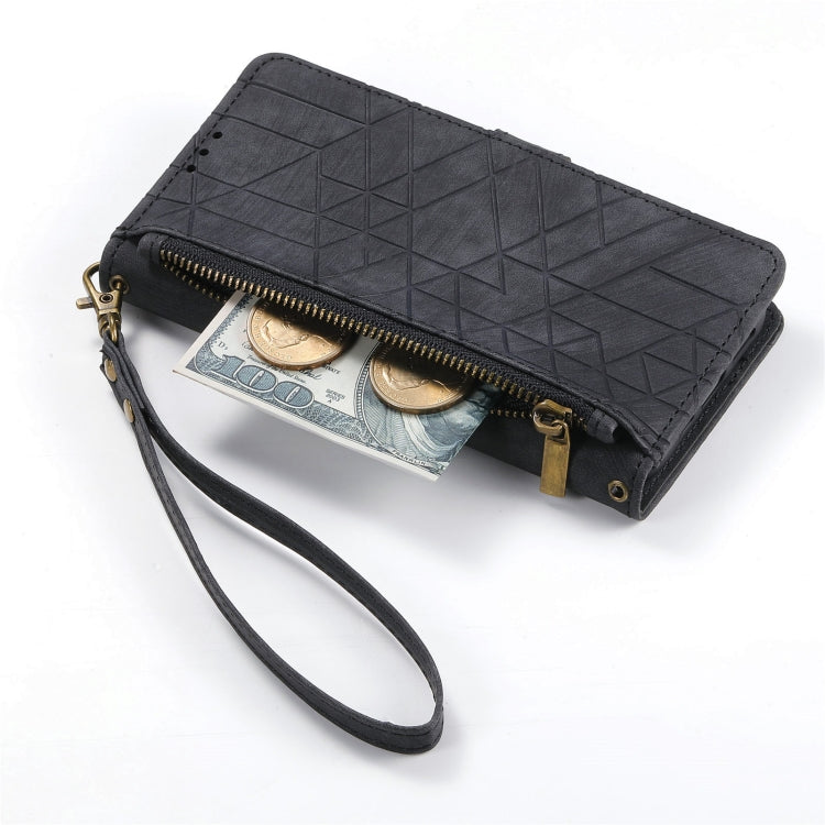 For Samsung Galaxy A71 Geometric Zipper Wallet Side Buckle Leather Phone Case(Black) - free shipping - PMC TechLife - Order now!