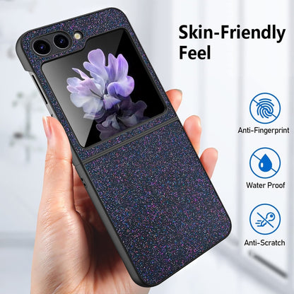 For Samsung Galaxy Z Flip5 5G Glitter Powder Skin PU All-inclusive Phone Case(Purple) - Galaxy Z Flip5 Cases by PMC Jewellery | Online Shopping South Africa | PMC Jewellery