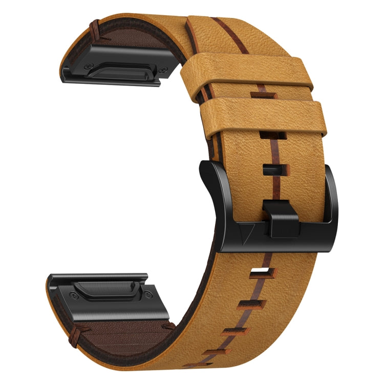 For Garmin Fenix 7 Pro 47mm 22mm Leather Textured Watch Band(Brown) - Watch Bands by PMC Jewellery | Online Shopping South Africa | PMC Jewellery