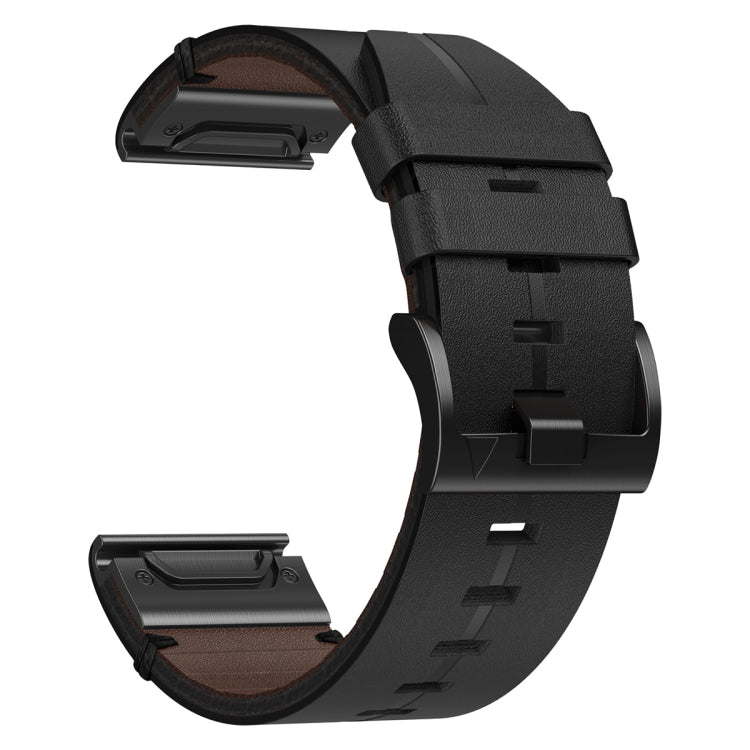 For Garmin Fenix 7 Sapphire Solar 22mm Leather Textured Watch Band(Black) - Watch Bands by PMC Jewellery | Online Shopping South Africa | PMC Jewellery