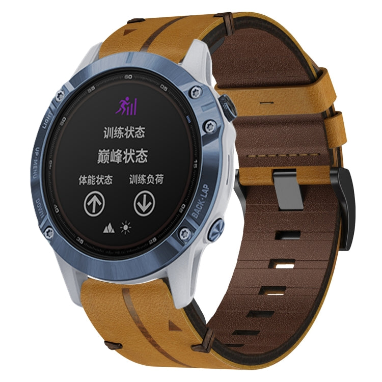 For Garmin Fenix 6 Sapphire GPS 22mm Leather Textured Watch Band(Brown) - Watch Bands by PMC Jewellery | Online Shopping South Africa | PMC Jewellery