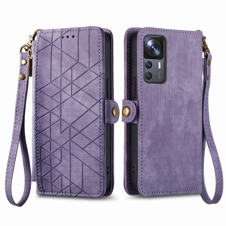 For Xiaomi Poco X3 GT Geometric Zipper Wallet Side Buckle Leather Phone Case(Purple) - Xiaomi Cases by PMC Jewellery | Online Shopping South Africa | PMC Jewellery | Buy Now Pay Later Mobicred