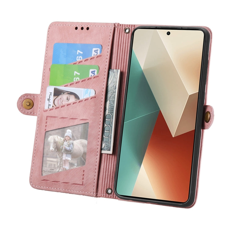 For Redmi Note 13 Pro 4G Geometric Zipper Wallet Side Buckle Leather Phone Case(Pink) - Note 13 Pro Cases by PMC Jewellery | Online Shopping South Africa | PMC Jewellery | Buy Now Pay Later Mobicred