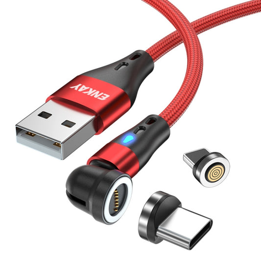 ENKAY 3A USB to Type-C / 8 Pin Magnetic 540 Degrees Rotating Fast Charging Cable, Length:2m(Red) - Charging Cable & Head by ENKAY | Online Shopping South Africa | PMC Jewellery | Buy Now Pay Later Mobicred