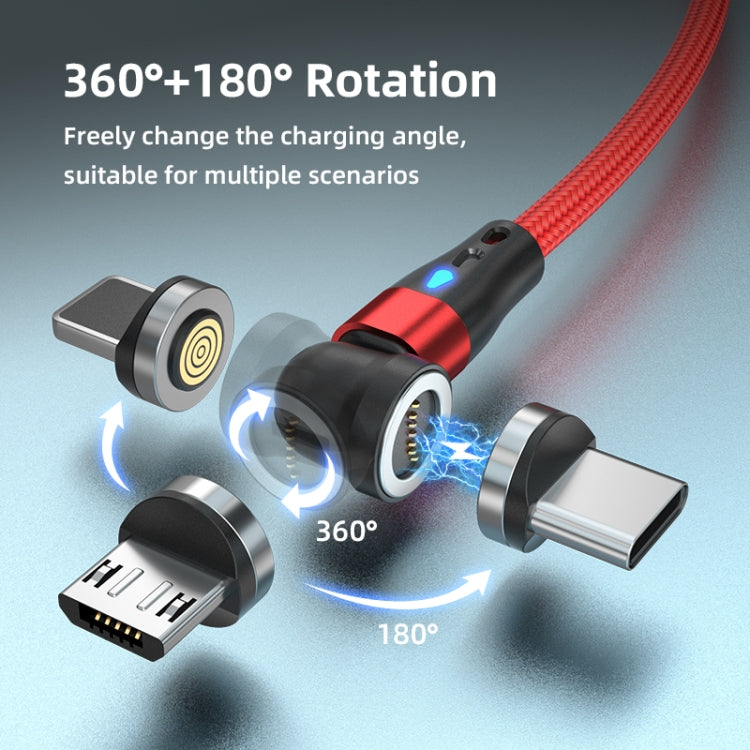 ENKAY 3 in 1 3A USB to Type-C / 8 Pin / Micro USB Magnetic 540 Degrees Rotating Fast Charging Cable, Length:1m(Red) - Charging Cable & Head by ENKAY | Online Shopping South Africa | PMC Jewellery | Buy Now Pay Later Mobicred