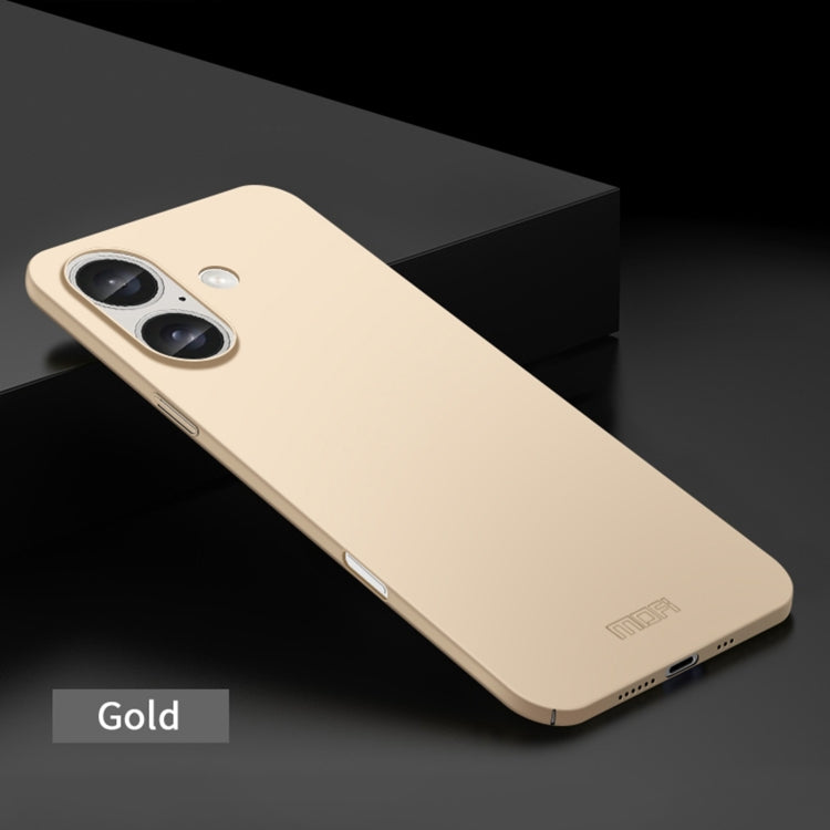 For iPhone 16 MOFI Frosted PC Ultra-thin Hard Phone Case(Gold) - iPhone 16 Cases by MOFI | Online Shopping South Africa | PMC Jewellery | Buy Now Pay Later Mobicred