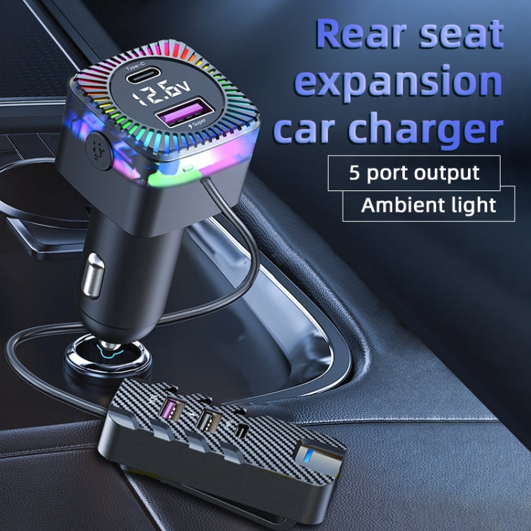 YQ3 66W Super Fast Charging 5 Port Rear Seat Extended Car Charger - Car Charger by PMC Jewellery | Online Shopping South Africa | PMC Jewellery | Buy Now Pay Later Mobicred