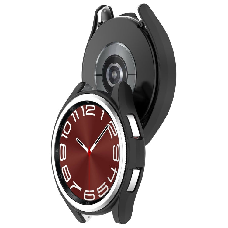 For Samsung Galaxy Watch 6 Classic 47mm Half Coverage Hollow PC Watch Protective Case(Black) - Watch Cases by PMC TechLife | Online Shopping South Africa | PMC TechLife