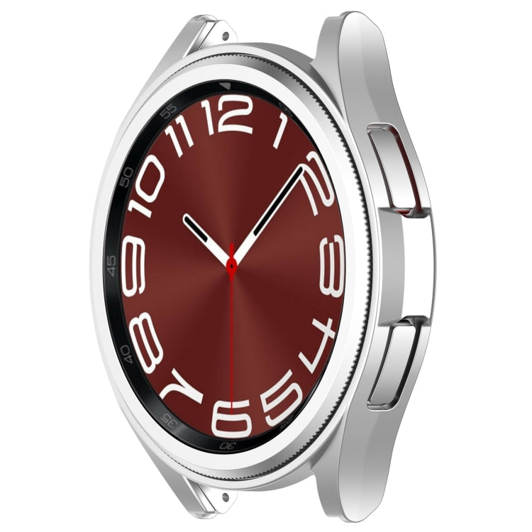 For Samsung Galaxy Watch 6 Classic 47mm Half Coverage Hollow PC Watch Protective Case(Silver) - Watch Cases by PMC TechLife | Online Shopping South Africa | PMC TechLife