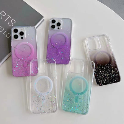 For iPhone 12 Pro Max MagSafe Glitter Hybrid Clear TPU Phone Case(Purple) - iPhone 12 Pro Max Cases by PMC Jewellery | Online Shopping South Africa | PMC Jewellery