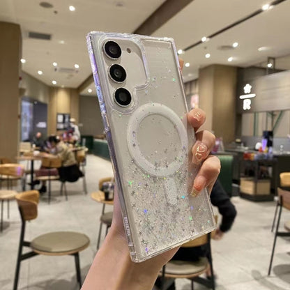 For Samsung Galaxy S22+ 5G Magsafe Glitter TPU Phone Protective Case(White) - Galaxy S22+ 5G Cases by PMC Jewellery | Online Shopping South Africa | PMC Jewellery