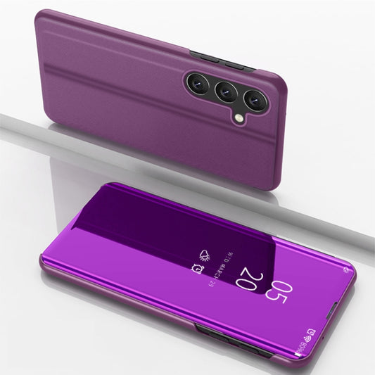 For Samsung Galaxy S25+ 5G Plated Mirror Horizontal Flip Leather Phone Case with Holder(Purple) - Galaxy S25+ 5G Cases by PMC Jewellery | Online Shopping South Africa | PMC Jewellery | Buy Now Pay Later Mobicred