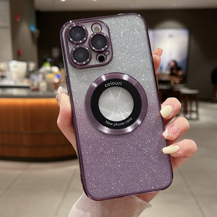 For iPhone 16 Pro Gradient Glitter Electroplating MagSafe TPU Phone Case(Purple) - iPhone 16 Pro Cases by PMC TechLife | Online Shopping South Africa | PMC TechLife | Buy Now Pay Later Mobicred