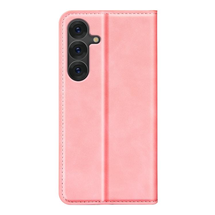 For Samsung Galaxy S25+ 5G Retro-skin Magnetic Suction Leather Phone Case(Pink) - Galaxy S25+ 5G Cases by PMC Jewellery | Online Shopping South Africa | PMC Jewellery | Buy Now Pay Later Mobicred