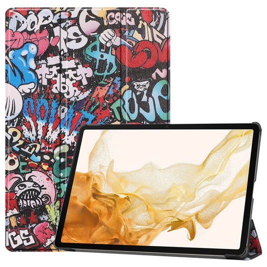 For Samsung Galaxy Tab S9+ JUNSUNMAY Custer Painted 3-Fold Stand Leather Smart Tablet Case(Graffiti) - Galaxy Tab S9+ Cases by JUNSUNMAY | Online Shopping South Africa | PMC Jewellery | Buy Now Pay Later Mobicred