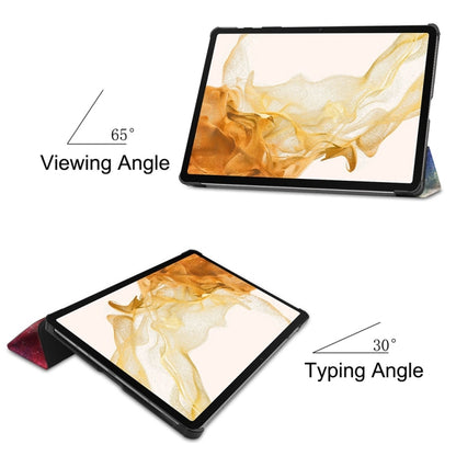 For Samsung Galaxy Tab S9+ JUNSUNMAY Custer Painted 3-Fold Stand Leather Smart Tablet Case(Galaxy) - Galaxy Tab S9+ Cases by JUNSUNMAY | Online Shopping South Africa | PMC Jewellery | Buy Now Pay Later Mobicred