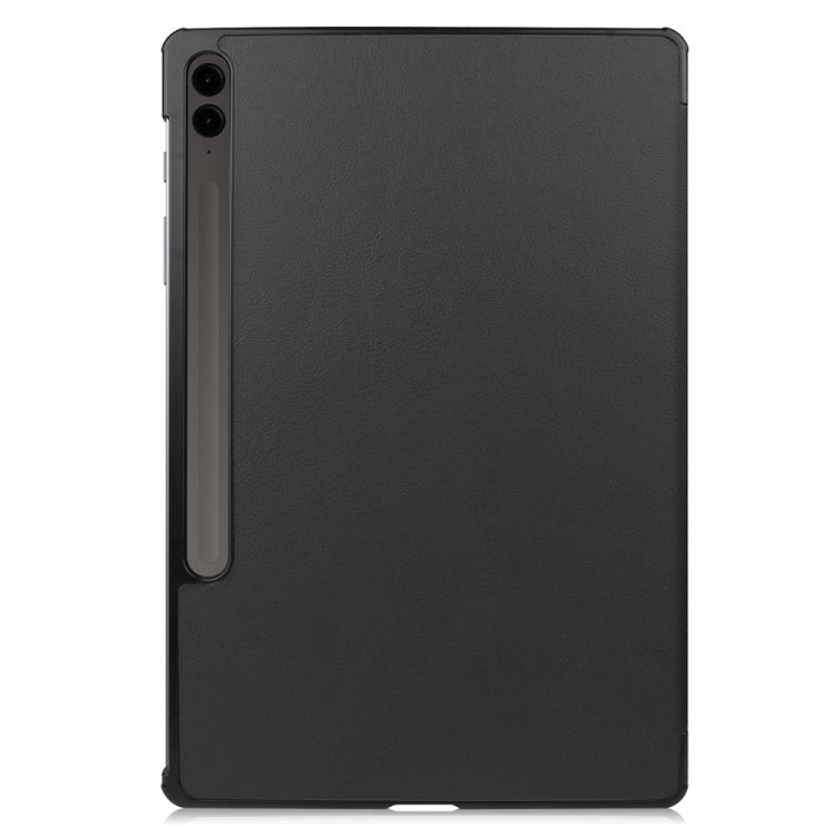 For Samsung Galaxy Tab S9 FE+ 12.4 JUNSUNMAY Custer Solid Color 3-Fold Stand Leather Smart Tablet Case(Black) - Galaxy Tab S9 FE+ by JUNSUNMAY | Online Shopping South Africa | PMC Jewellery