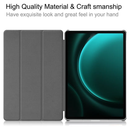 For Samsung Galaxy Tab S9 FE+ 12.4 JUNSUNMAY Custer Solid Color 3-Fold Stand Leather Smart Tablet Case(Black) - Galaxy Tab S9 FE+ by JUNSUNMAY | Online Shopping South Africa | PMC Jewellery