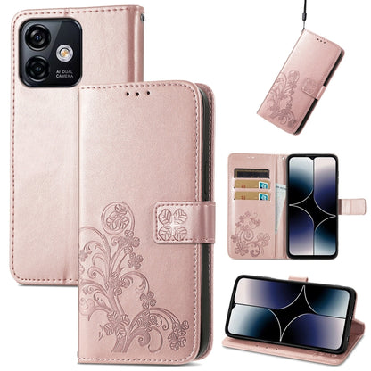 For Ulefone Note 16 Pro Four-leaf Clasp Embossed Buckle Leather Phone Case(Rose Gold) - Ulefone Cases by PMC Jewellery | Online Shopping South Africa | PMC Jewellery | Buy Now Pay Later Mobicred