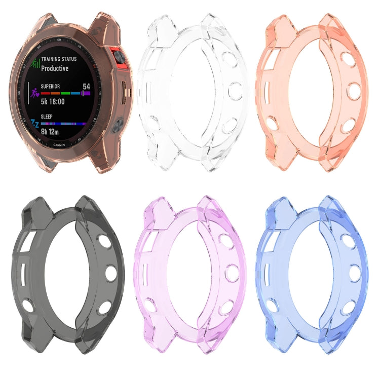 For Garmin Fenix 7 Pro Half-Package TPU Watch Protective Case(Transparent Blue) - Watch Cases by PMC TechLife | Online Shopping South Africa | PMC TechLife | Buy Now Pay Later Mobicred