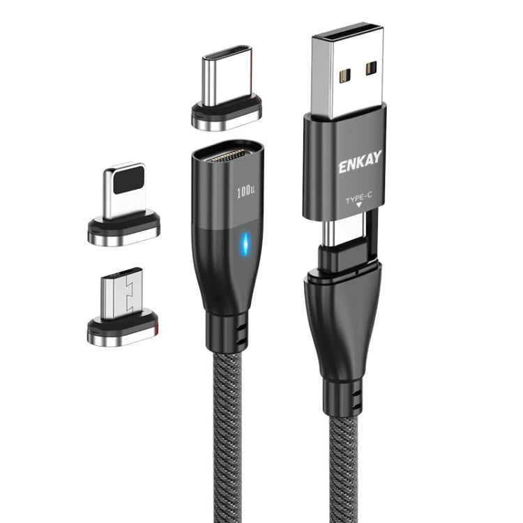 ENKAY 6-in-1 PD100W USB-A / Type-C to Type-C / 8 Pin / Micro USB Magnetic Fast Charging Cable, Cable Length:2m(Black) - Charging Cable & Head by ENKAY | Online Shopping South Africa | PMC Jewellery | Buy Now Pay Later Mobicred