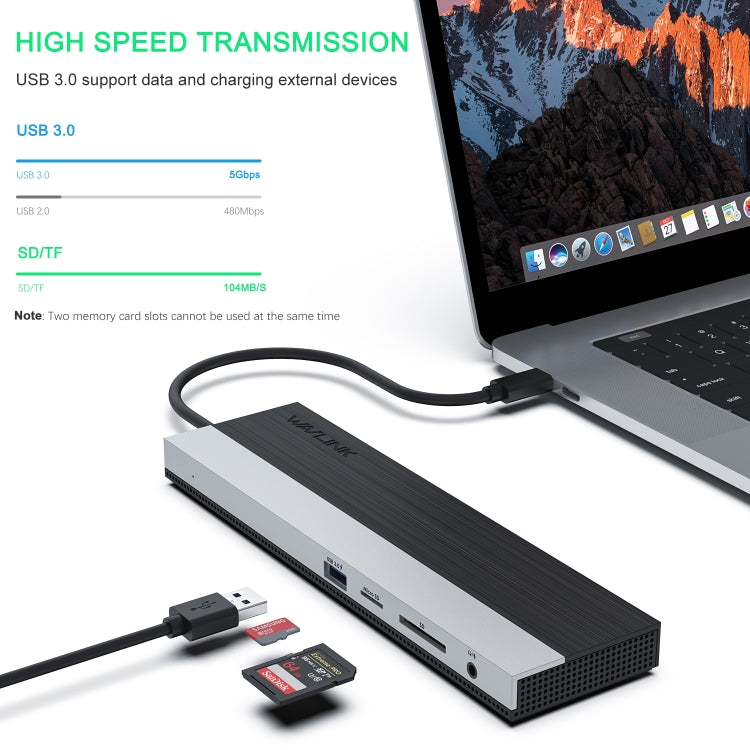 Wavlink UMD03 Triple Display Adapter Type-C Hub 12 in 1 Docking Station - USB HUB by WAVLINK | Online Shopping South Africa | PMC Jewellery | Buy Now Pay Later Mobicred