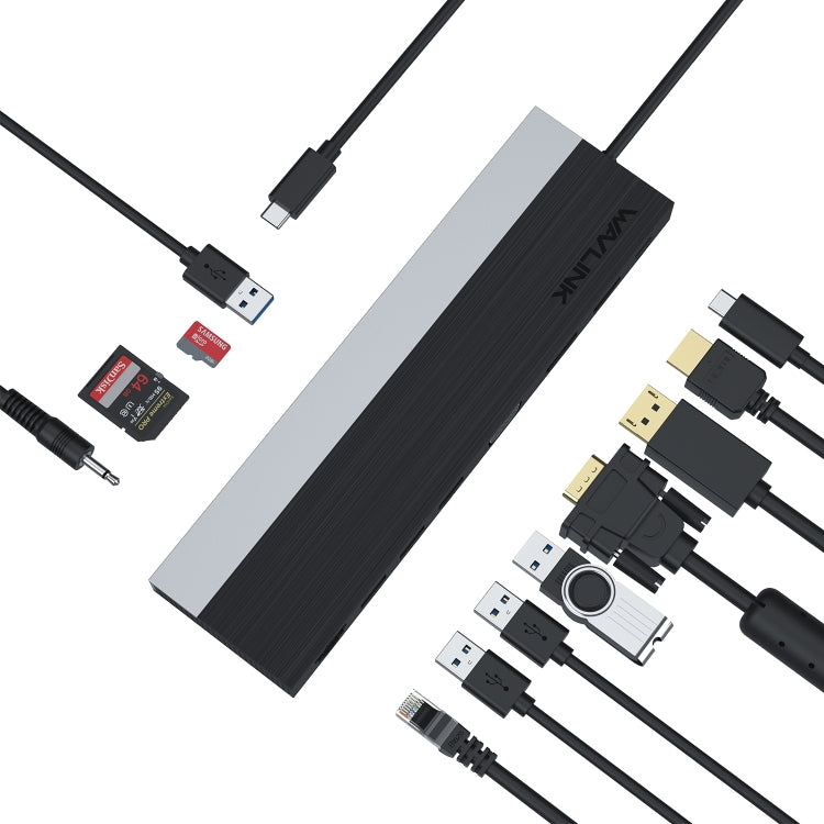 Wavlink UMD03 Triple Display Adapter Type-C Hub 12 in 1 Docking Station - free shipping - PMC TechLife - Order now!