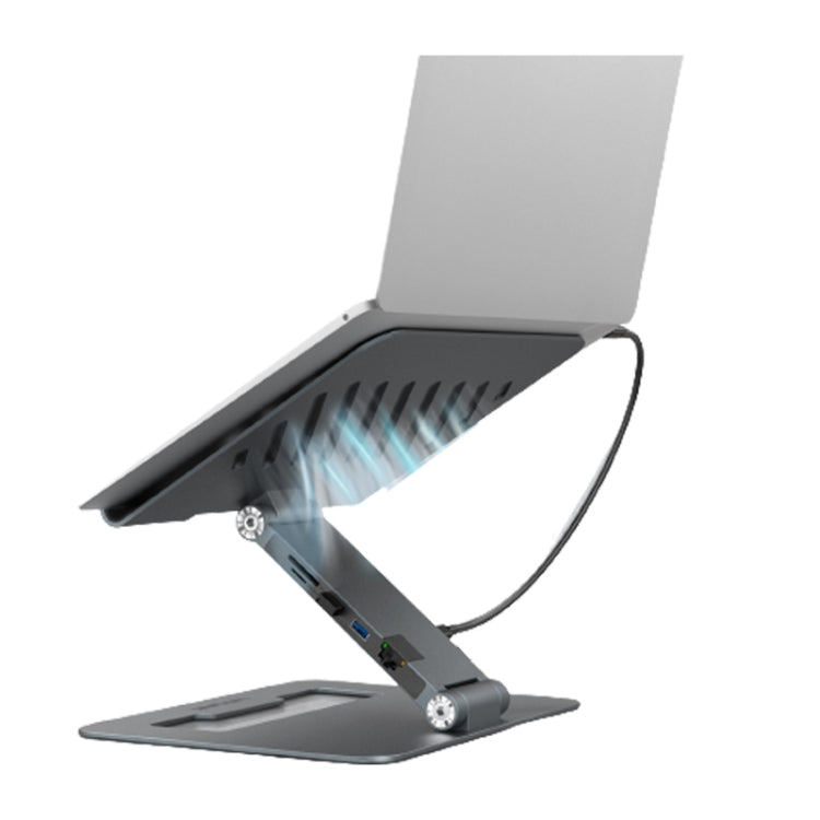 Wavlink UMD07 Adjustable Aluminum Ergonomic Portable Laptop Stand Type-C Docking Station - free shipping - PMC Jewellery - Order now!