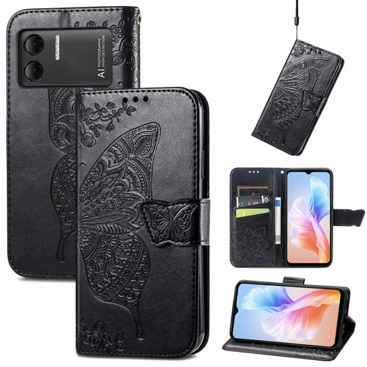 For DOOGEE X98 Pro / X98 Butterfly Love Flower Embossed Leather Phone Case(Black) - Doogee Cases by PMC Jewellery | Online Shopping South Africa | PMC Jewellery | Buy Now Pay Later Mobicred