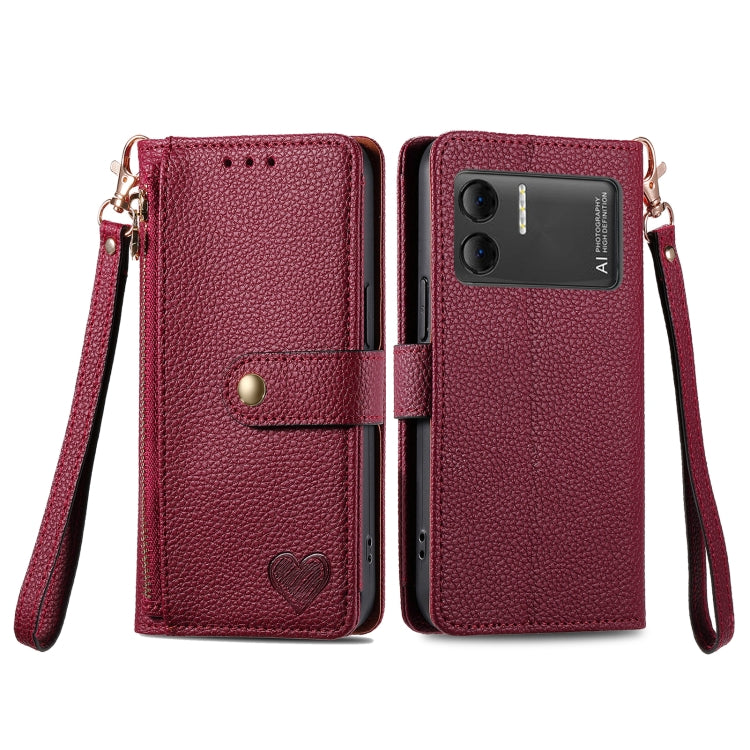 For DOOGEE X98 Pro / X98 Love Zipper Lanyard Leather Phone Case(Red) - Doogee Cases by PMC Jewellery | Online Shopping South Africa | PMC Jewellery | Buy Now Pay Later Mobicred