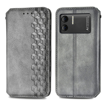 For DOOGEE X98 Pro / X98 Cubic Grid Pressed Magnetic Leather Phone Case(Grey) - Doogee Cases by PMC Jewellery | Online Shopping South Africa | PMC Jewellery | Buy Now Pay Later Mobicred