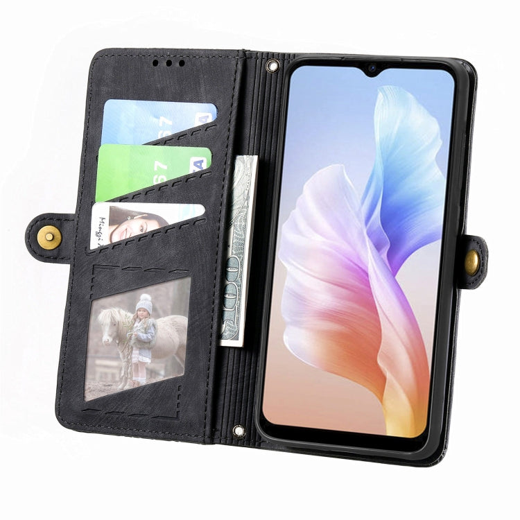 For DOOGEE X98 Pro / X98 Geometric Zipper Wallet Side Buckle Leather Phone Case(Black) - Doogee Cases by PMC Jewellery | Online Shopping South Africa | PMC Jewellery | Buy Now Pay Later Mobicred