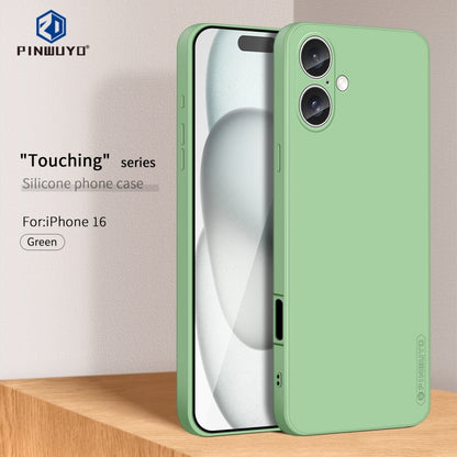 For iPhone 16 PINWUYO Sense Series Liquid Silicone TPU Phone Case(Green) - iPhone 16 Cases by PINWUYO | Online Shopping South Africa | PMC Jewellery | Buy Now Pay Later Mobicred