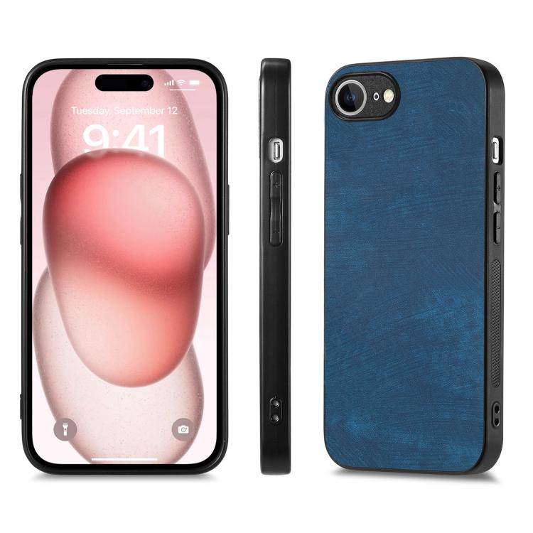 For iPhone 16e Vintage Leather PC Back Cover Phone Case(Blue) - iPhone 16e Cases by PMC TechLife | Online Shopping South Africa | PMC TechLife | Buy Now Pay Later Mobicred