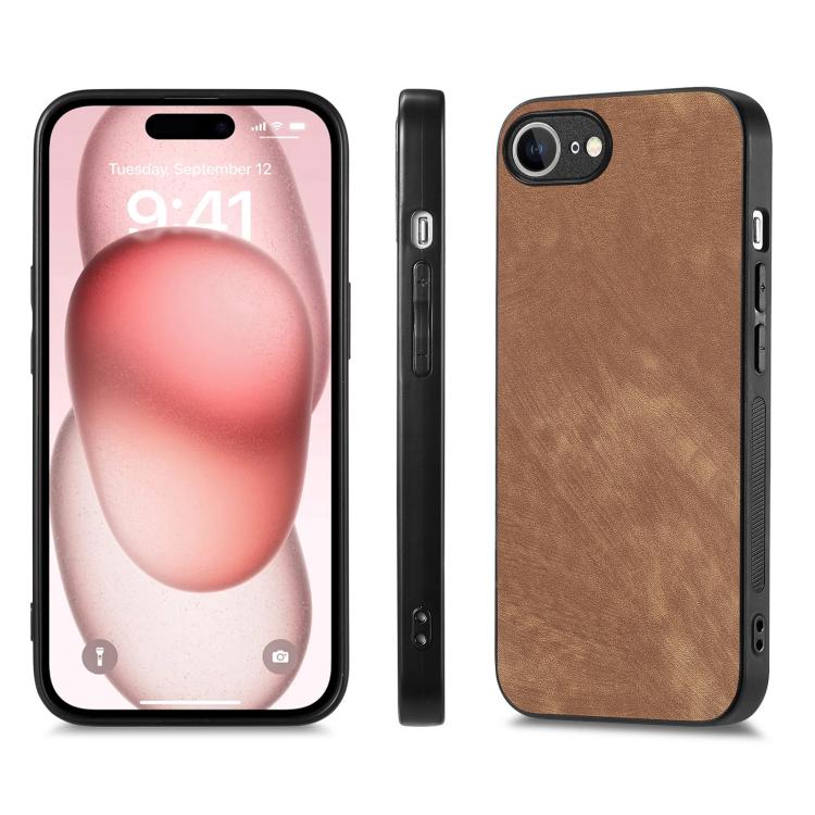 For iPhone 16e Vintage Leather PC Back Cover Phone Case(Brown) - iPhone 16e Cases by PMC TechLife | Online Shopping South Africa | PMC TechLife | Buy Now Pay Later Mobicred