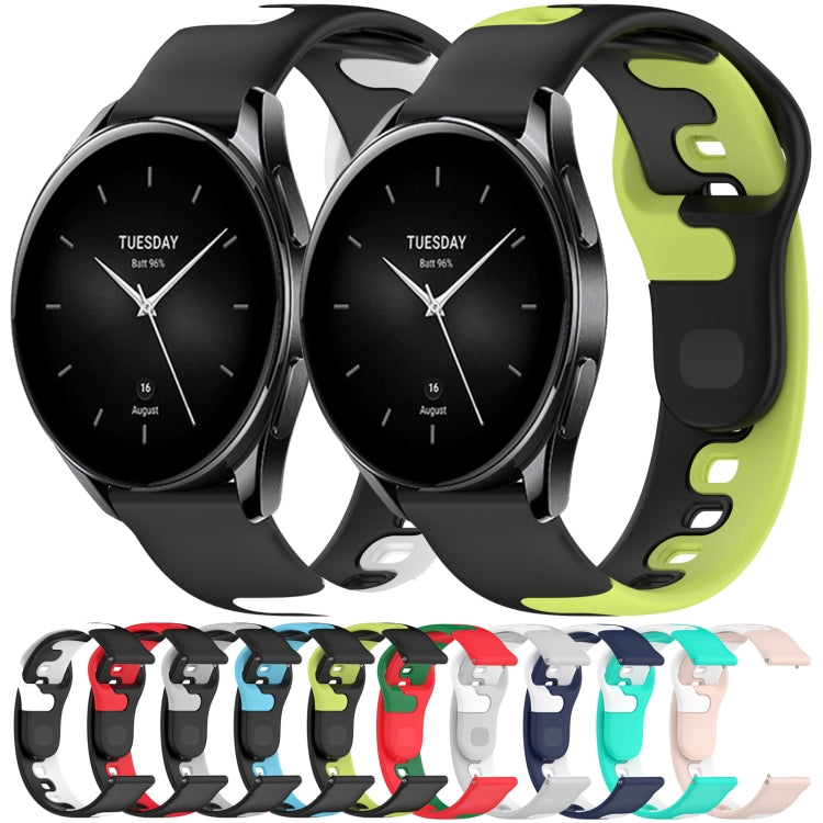 For Xiaomi Watch S1 Active 22mm Double Color Silicone Watch Band(Black+White) - Watch Bands by PMC Jewellery | Online Shopping South Africa | PMC Jewellery