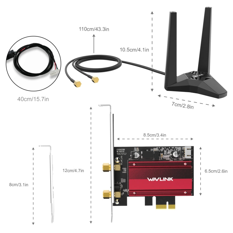 WAVLINK WN675X2-PCIE AX3000 PCIe WiFi Network Card 3000Mbps Tri-band Wireless Adapter - USB Network Adapter by WAVLINK | Online Shopping South Africa | PMC Jewellery | Buy Now Pay Later Mobicred