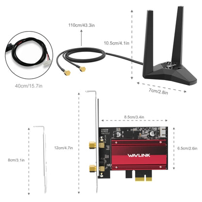 WAVLINK WN675X2-PCIE AX3000 PCIe WiFi Network Card 3000Mbps Tri-band Wireless Adapter - USB Network Adapter by WAVLINK | Online Shopping South Africa | PMC Jewellery | Buy Now Pay Later Mobicred