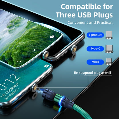 ENKAY 3 in 1 3A USB to Type-C / 8 Pin / Micro USB Magnetic 540 Degrees Rotating Fast Charging Cable, Length:2m(Green) - Charging Cable & Head by ENKAY | Online Shopping South Africa | PMC Jewellery | Buy Now Pay Later Mobicred