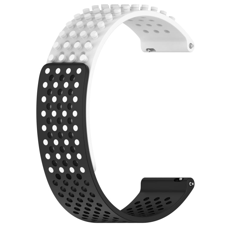 For Garmin Venu 2 Plus 20mm Holes Breathable 3D Dots Silicone Watch Band(White+Black) - Watch Bands by PMC Jewellery | Online Shopping South Africa | PMC Jewellery