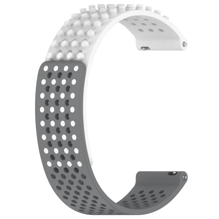 For Garmin Forerunner 55 20mm Holes Breathable 3D Dots Silicone Watch Band(White+Grey) - Watch Bands by PMC Jewellery | Online Shopping South Africa | PMC Jewellery