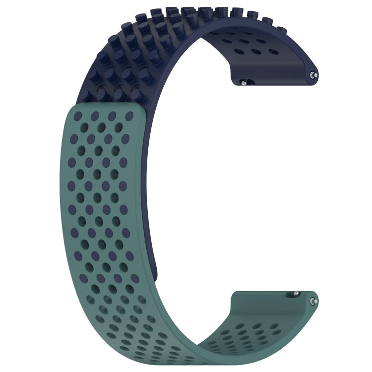 For Xiaomi Haylou RT2 LS10 22mm Holes Breathable 3D Dots Silicone Watch Band(Midnight Blue+Olive Green) - Watch Bands by PMC Jewellery | Online Shopping South Africa | PMC Jewellery