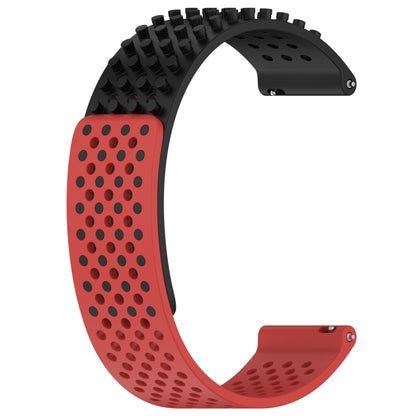 For Xiaomi Haylou GST LS09B 22mm Holes Breathable 3D Dots Silicone Watch Band(Black+Red) - Watch Bands by PMC Jewellery | Online Shopping South Africa | PMC Jewellery