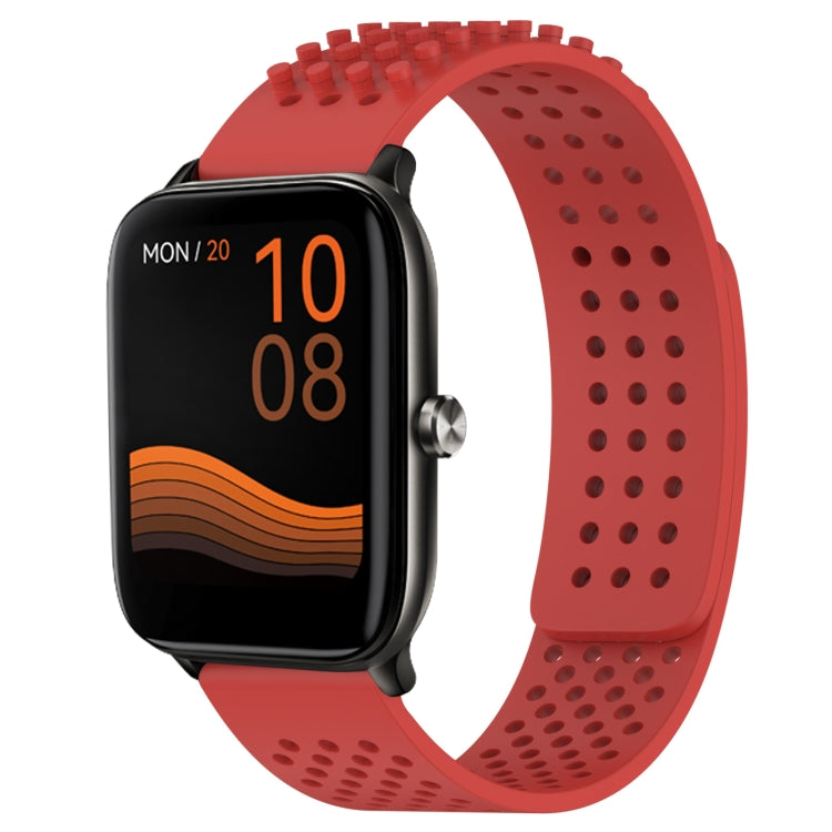 For Xiaomi Haylou GST LS09B 22mm Holes Breathable 3D Dots Silicone Watch Band(Red) - Watch Bands by PMC Jewellery | Online Shopping South Africa | PMC Jewellery