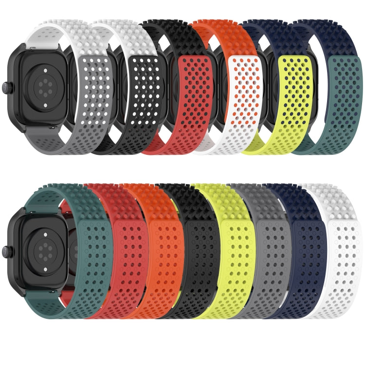 For Xiaomi Haylou RT2 LS10 22mm Holes Breathable 3D Dots Silicone Watch Band(Black+Red) - Watch Bands by PMC Jewellery | Online Shopping South Africa | PMC Jewellery