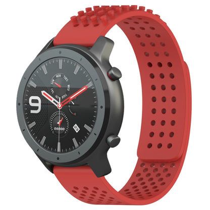 For Amazfit GTR 47mm 22mm Holes Breathable 3D Dots Silicone Watch Band(Red) - Watch Bands by PMC Jewellery | Online Shopping South Africa | PMC Jewellery