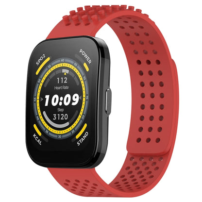 For Amazfit Bip 5 22mm Holes Breathable 3D Dots Silicone Watch Band(Red) - Watch Bands by PMC Jewellery | Online Shopping South Africa | PMC Jewellery